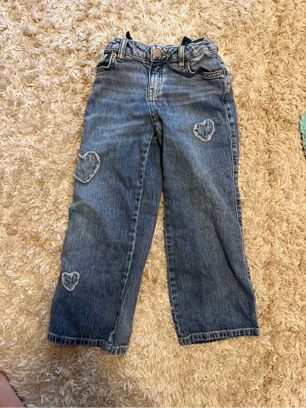 Girls' Blue Denim Jeans - Heart Patch & Two-Tone Styles